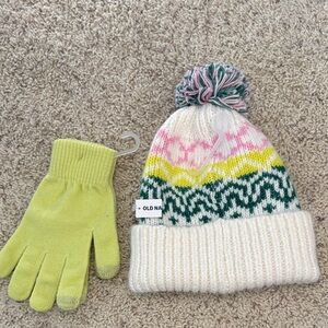 NWT Old Navy Colorful Knit Beanie and Gloves Set